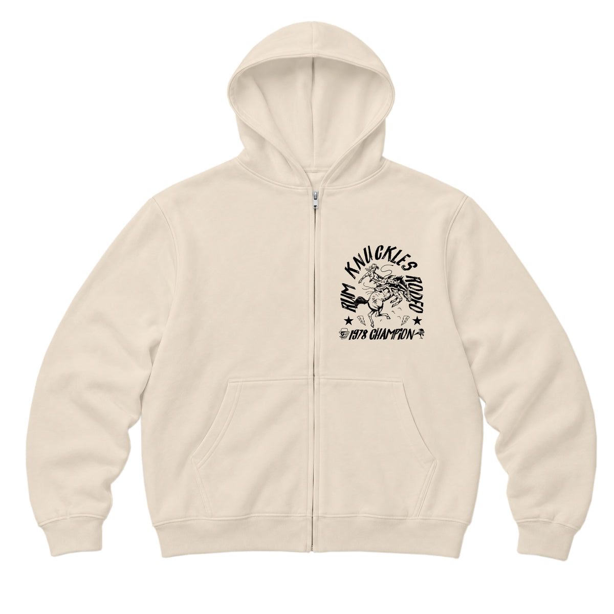 RUM KNUCKLES RK RODEO Zip Hoodie - Ecru - front