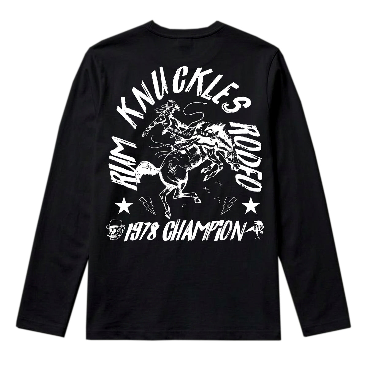 RUM KNUCKLES RK RODEO Long Sleeve Tee - Black - back