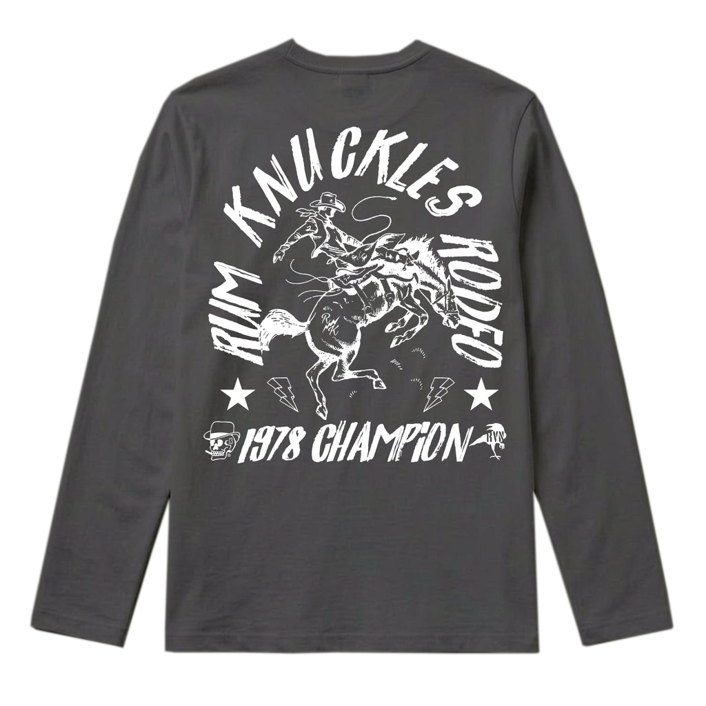 RUM KNUCKLES RK RODEO Long Sleeve Tee - Charcoal - back