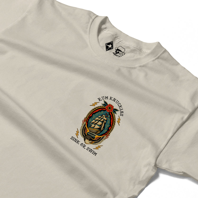 RUM KNUCKLES RK SINK OR SWIM Long Sleeve Tee - Ecru - detail