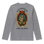 RUM KNUCKLES RK SINK OR SWIM Long Sleeve Tee - Heather Grey - back