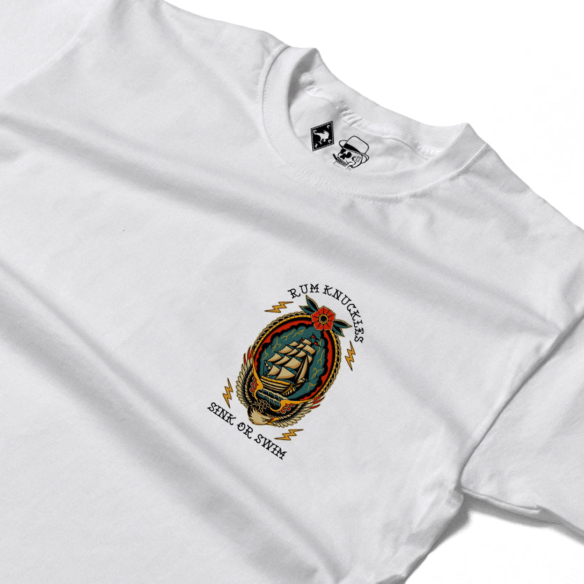 RUM KNUCKLES RK SINK OR SWIM Long Sleeve Tee - White - detail