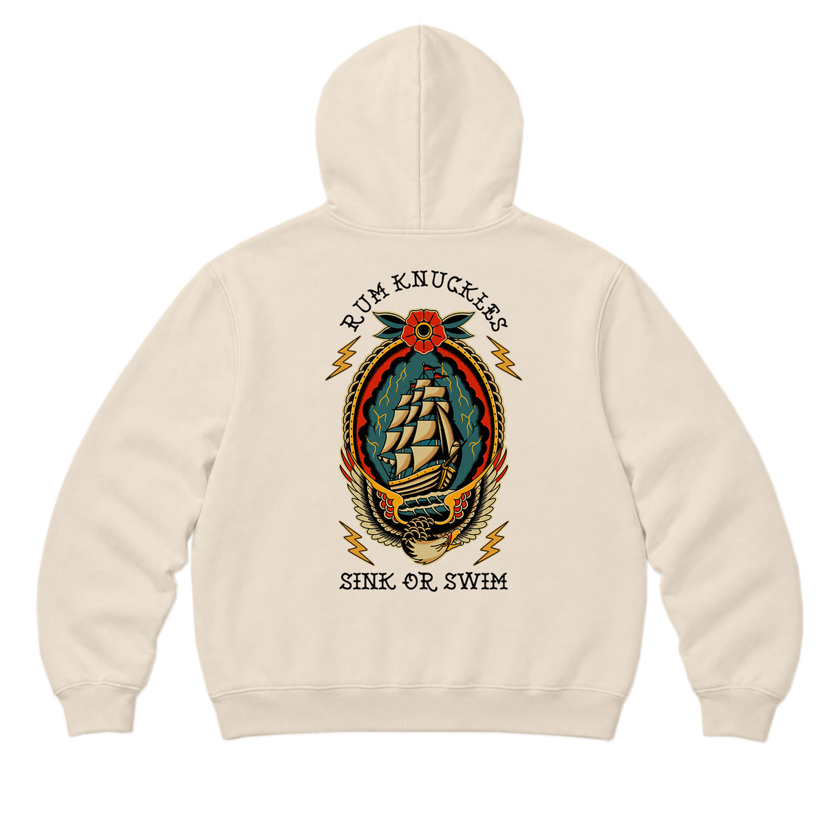 RUM KNUCKLES RK SINK OR SWIM Zip Hoodie - Ecru - back