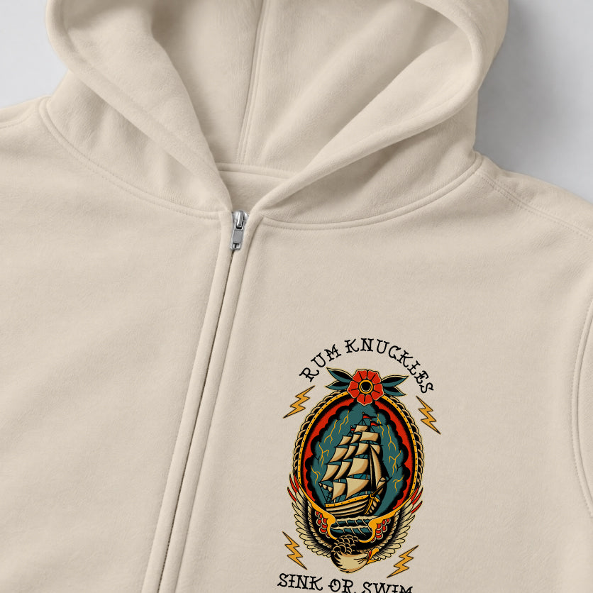 RUM KNUCKLES RK SINK OR SWIM Zip Hoodie - Ecru - detail