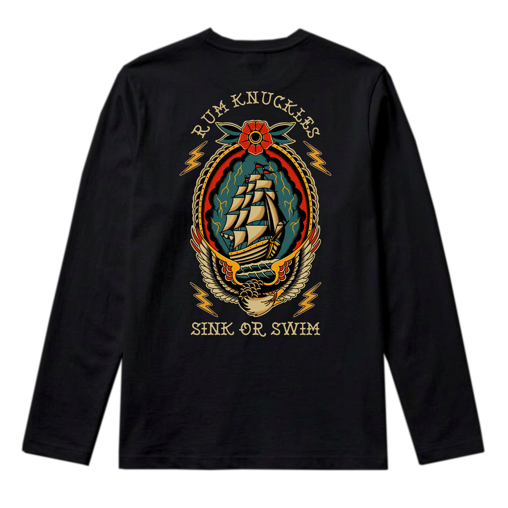 RUM KNUCKLES RK SINK OR SWIM Long Sleeve Tee - Black - back