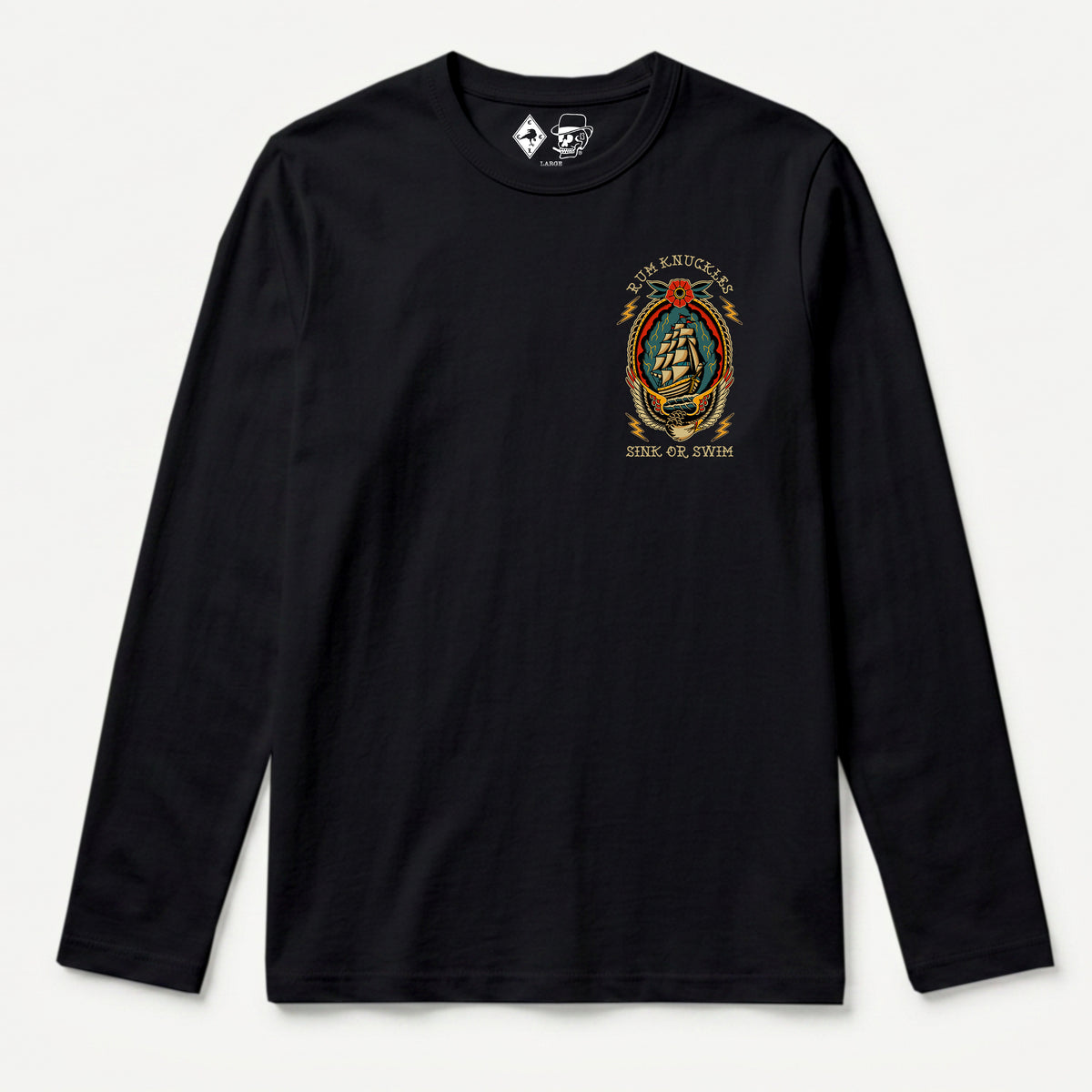RUM KNUCKLES RK SINK OR SWIM Long Sleeve Tee - Black - front