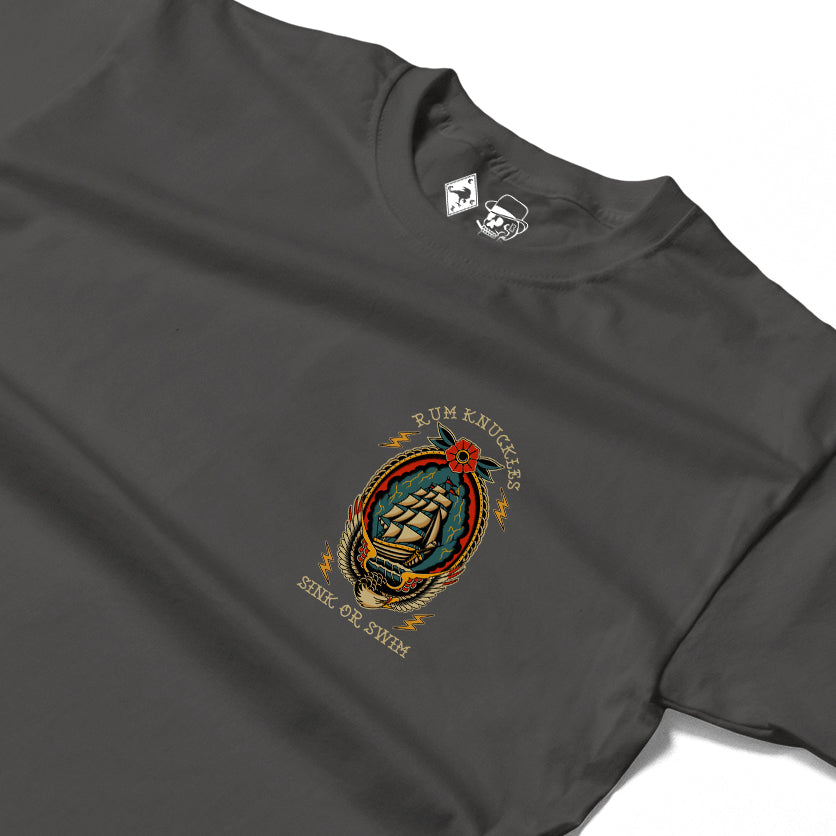 RUM KNUCKLES RK SINK OR SWIM Long Sleeve Tee - Charcoal - detail
