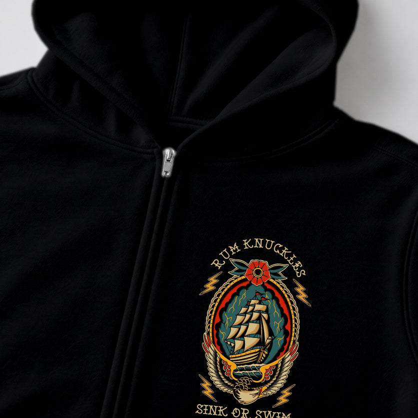RUM KNUCKLES RK SINK OR SWIM Zip Hoodie - Black - detail