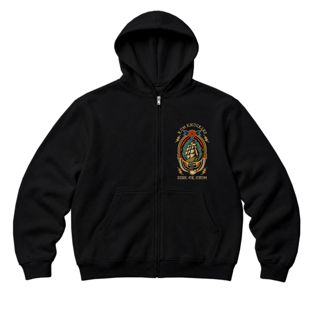 RUM KNUCKLES RK SINK OR SWIM Zip Hoodie - Black - front
