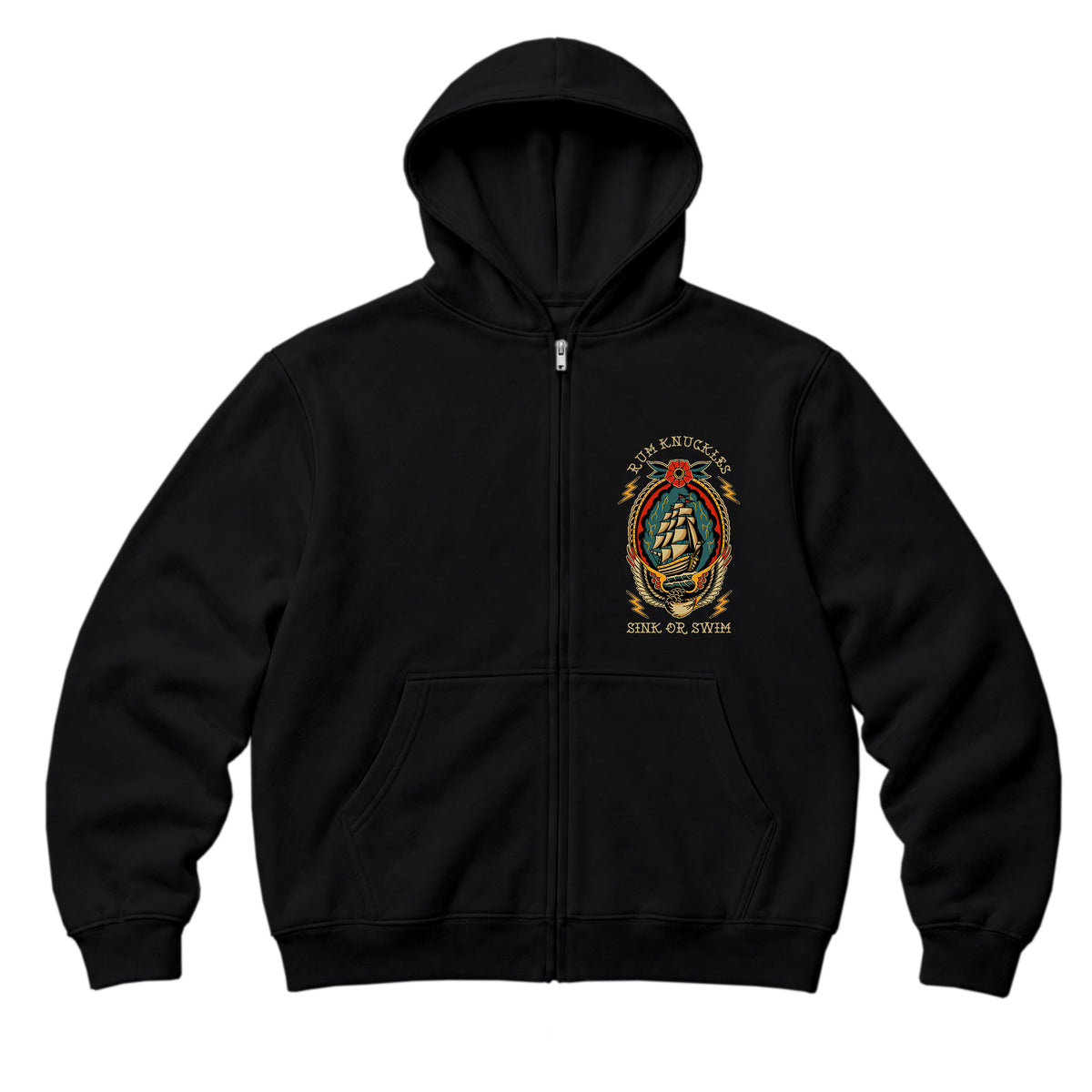 RUM KNUCKLES RK SINK OR SWIM Zip Hoodie - Black - front