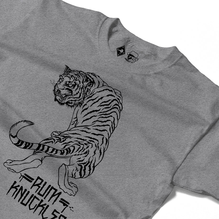 RUM KNUCKLES RK TIGER STRIPES Long Sleeve Tee - Heather Grey - detail