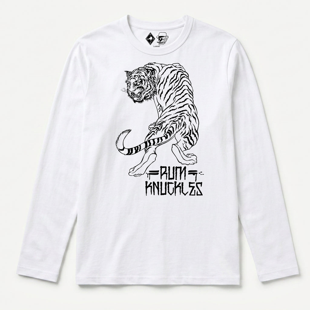 RUM KNUCKLES RK TIGER STRIPES Long Sleeve Tee - White - front