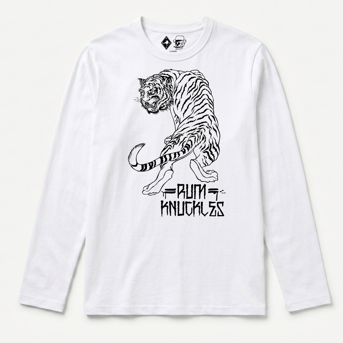 RUM KNUCKLES RK TIGER STRIPES Long Sleeve Tee - White - front