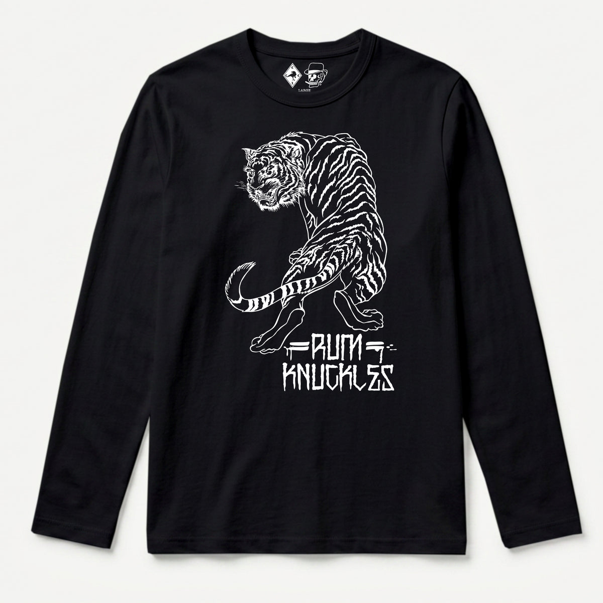 RUM KNUCKLES RK TIGER STRIPES Long Sleeve Tee - Black - front