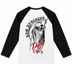 RUM KNUCKLES DEATH OR GLORY Baseball Tee - White/Black - back