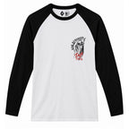 RUM KNUCKLES DEATH OR GLORY Baseball Tee - White/Black - front