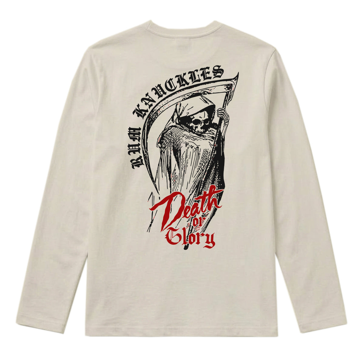RUM KNUCKLES DEATH OR GLORY Long Sleeve Tee - Ecru - back