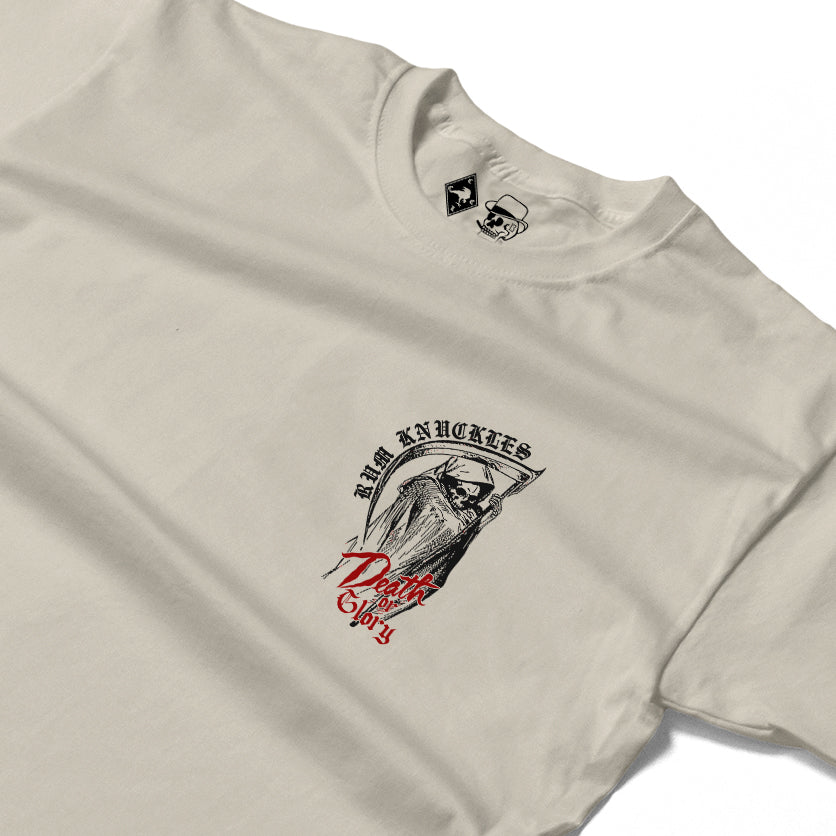RUM KNUCKLES DEATH OR GLORY Long Sleeve Tee - Ecru - detail