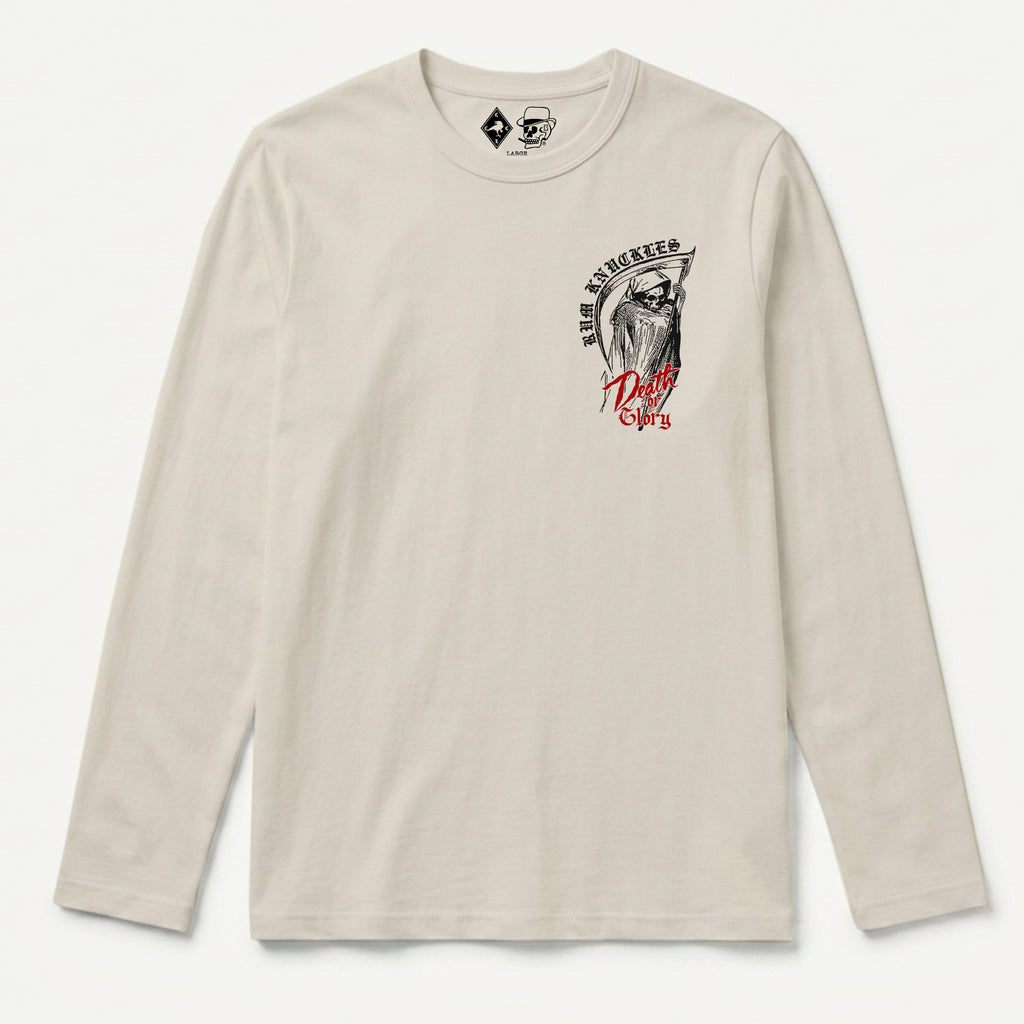 RUM KNUCKLES DEATH OR GLORY Long Sleeve Tee - Ecru - front