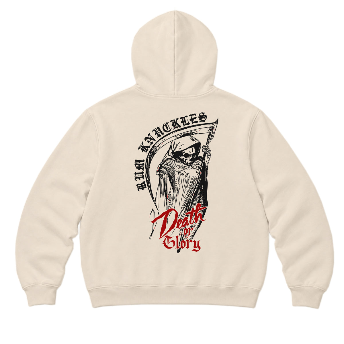 RUM KNUCKLES DEATH OR GLORY Zip Hoodie - Ecru - back
