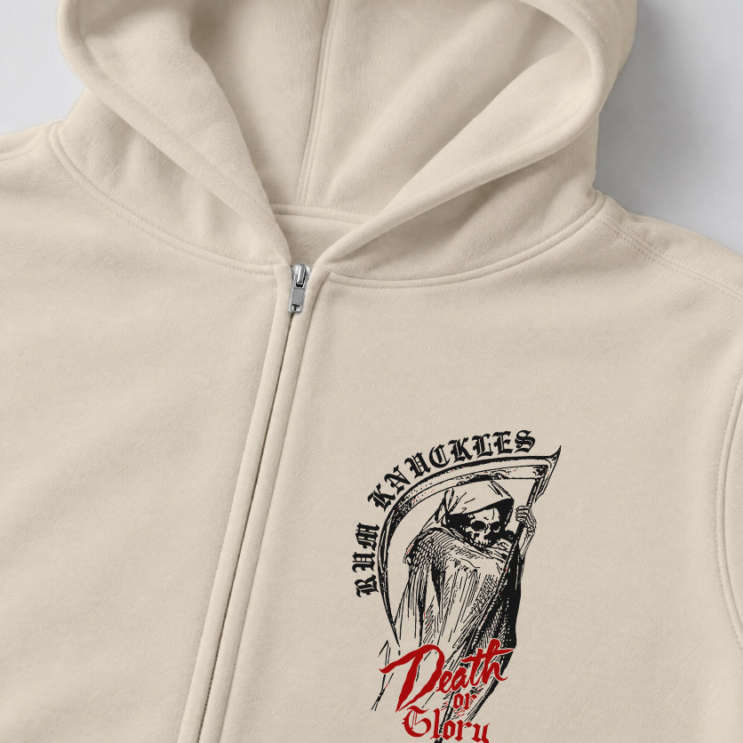 RUM KNUCKLES DEATH OR GLORY Zip Hoodie - Ecru - detail
