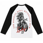 RUM KNUCKLES LUCKY 13 MOTO Baseball Tee - White/Black - back