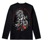 RUM KNUCKLES LUCKY 13 MOTO Long Sleeve Tee - Black - back