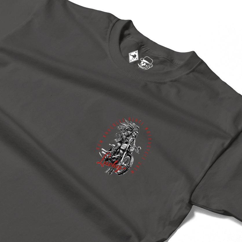 RUM KNUCKLES LUCKY 13 MOTO Long Sleeve Tee - Charcoal - detail