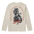 RUM KNUCKLES LUCKY 13 MOTO Long Sleeve Tee - Ecru - back