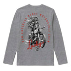 RUM KNUCKLES LUCKY 13 MOTO Long Sleeve Tee - Heather Grey - back