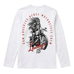 RUM KNUCKLES LUCKY 13 MOTO Long Sleeve Tee - White - back