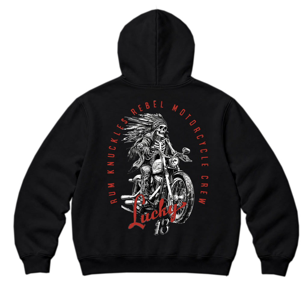 RUM KNUCKLES LUCKY 13 MOTO Zip Hoodie - Black - back