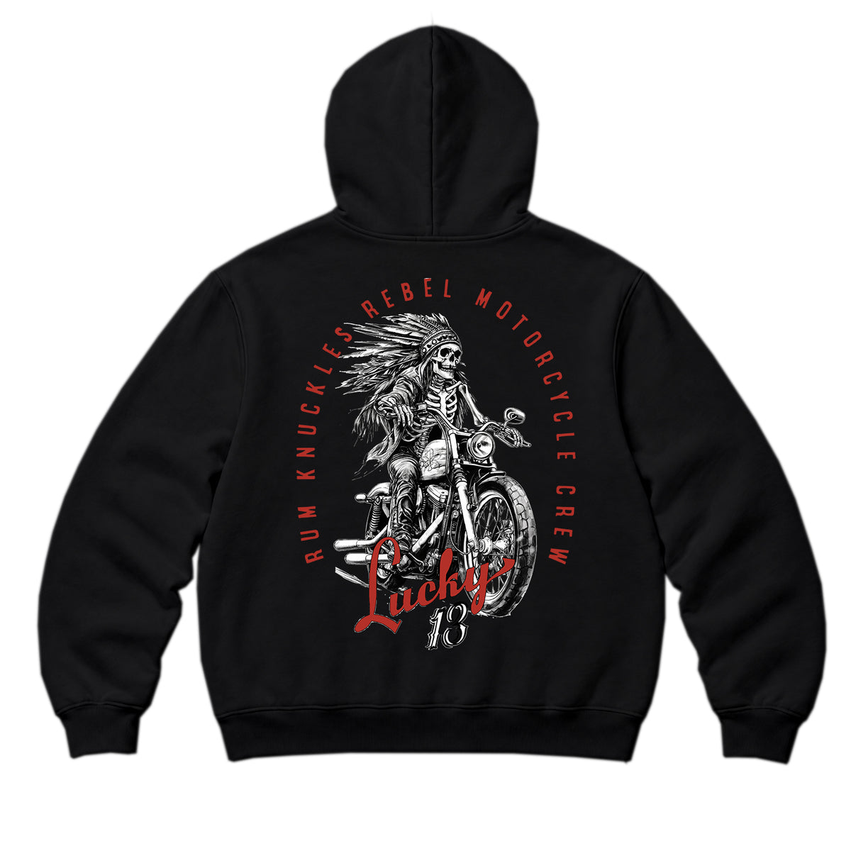 RUM KNUCKLES LUCKY 13 MOTO Zip Hoodie - Black - back