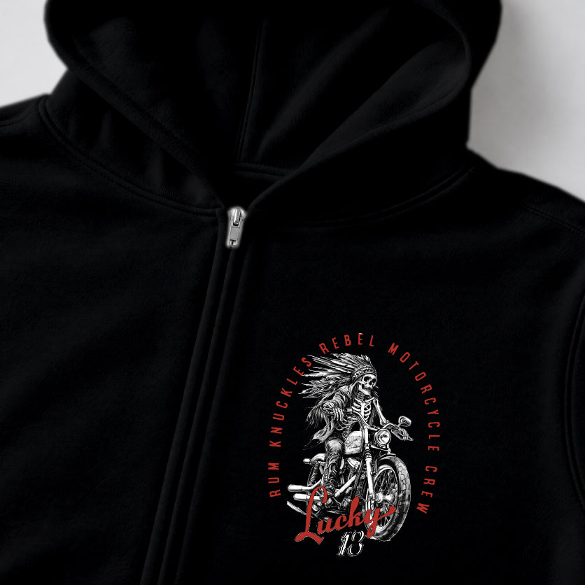 RUM KNUCKLES LUCKY 13 MOTO Zip Hoodie - Black - detail