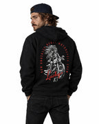 RUM KNUCKLES LUCKY 13 MOTO Zip Hoodie - Black - model back