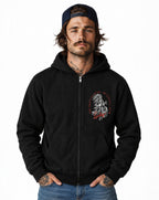RUM KNUCKLES LUCKY 13 MOTO Zip Hoodie - Black - model front