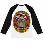 RUM KNUCKLES TRUE FIGHTING SPIRIT Baseball Tee - White/Black - back
