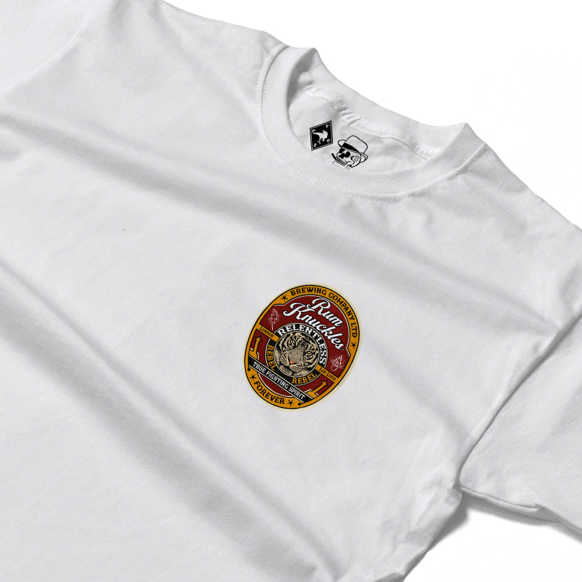 RUM KNUCKLES TRUE FIGHTING SPIRIT Long Sleeve Tee - White - detail