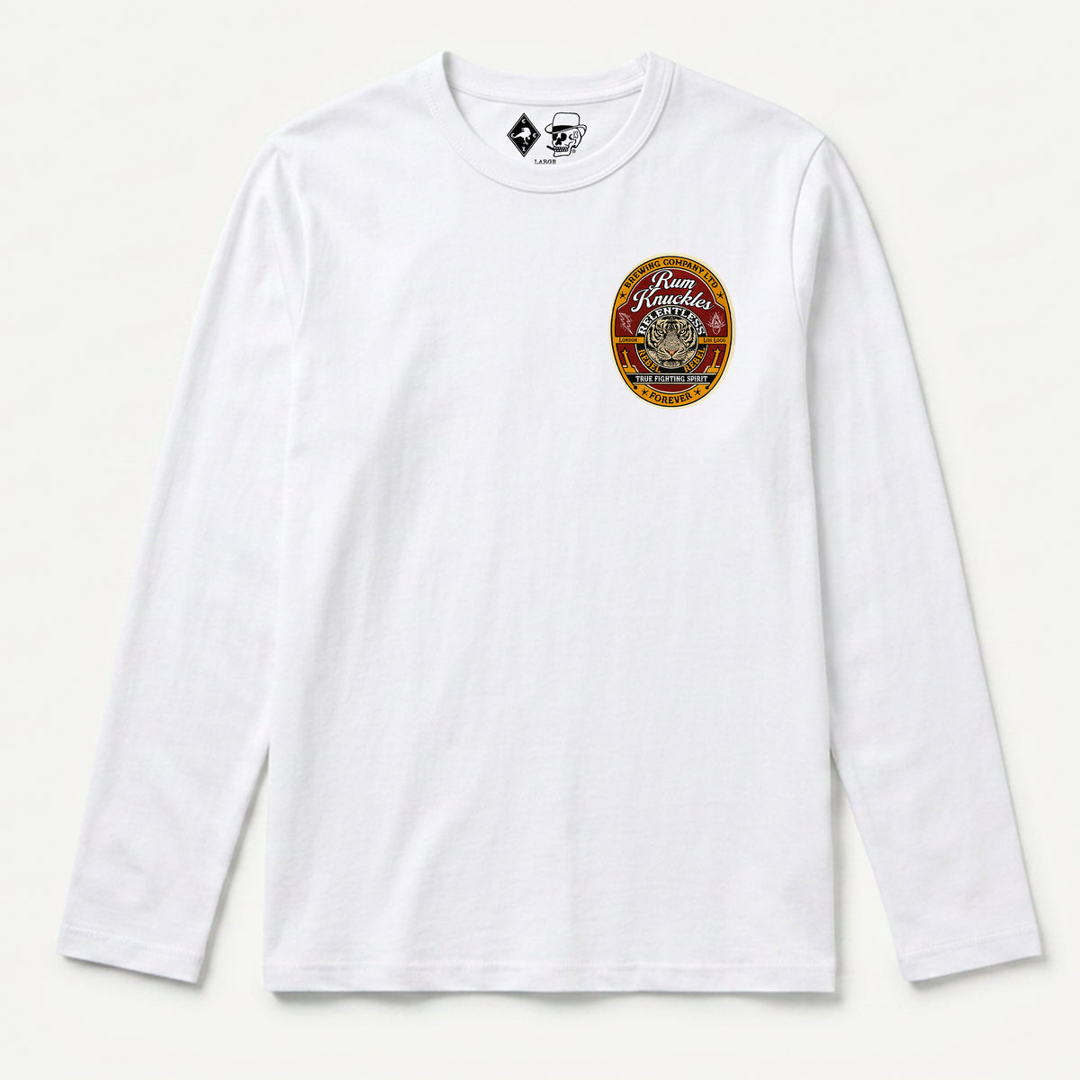 RUM KNUCKLES TRUE FIGHTING SPIRIT Long Sleeve Tee - White - front