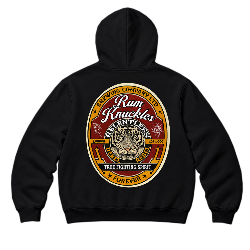 RUM KNUCKLES TRUE FIGHTING SPIRIT Zip Hoodie - Black - back