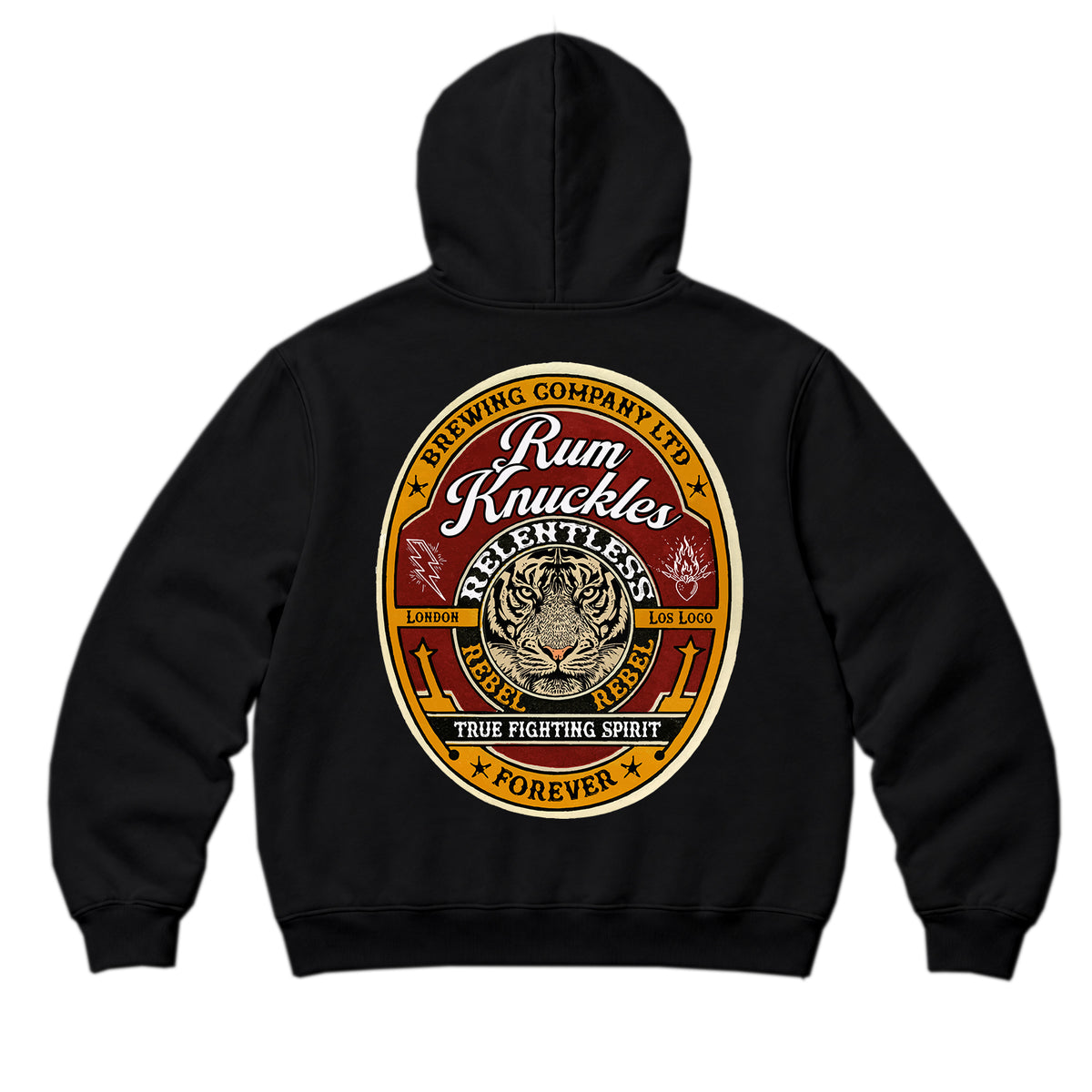 RUM KNUCKLES TRUE FIGHTING SPIRIT Zip Hoodie - Black - back