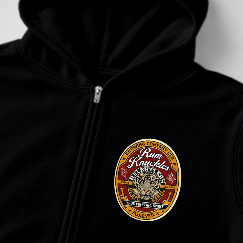 RUM KNUCKLES TRUE FIGHTING SPIRIT Zip Hoodie - Black - detail