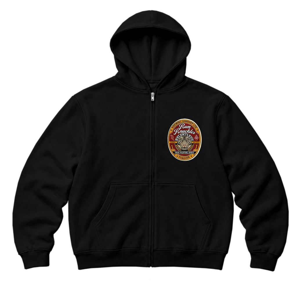 RUM KNUCKLES TRUE FIGHTING SPIRIT Zip Hoodie - Black - front