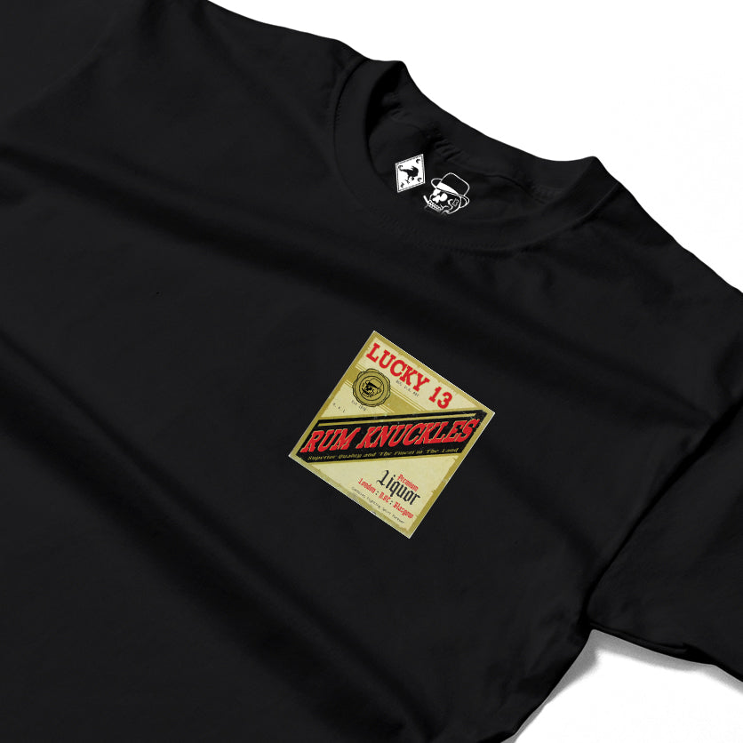 RUM KNUCKLES LIQUOR LABEL Long Sleeve Tee - Black - detail