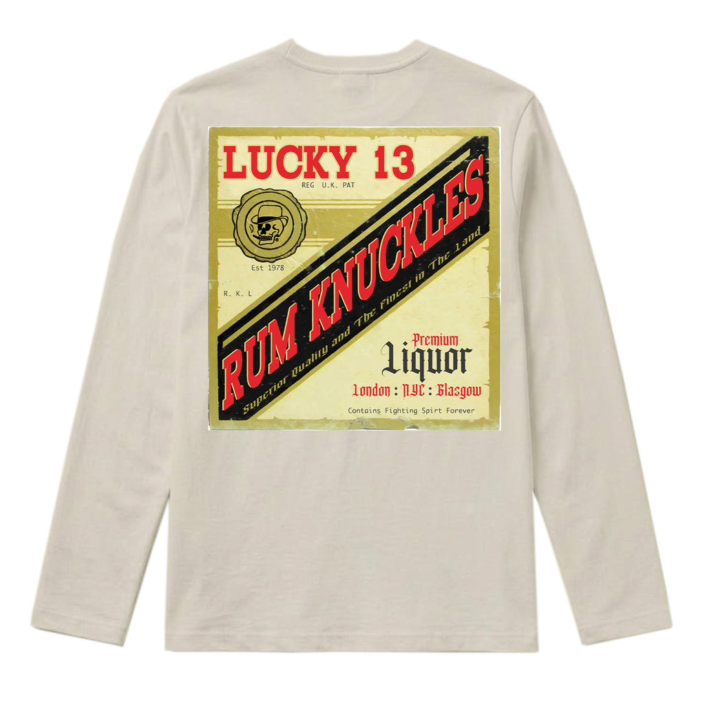RUM KNUCKLES LIQUOR LABEL Long Sleeve Tee - Ecru - back