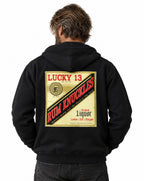 RUM KNUCKLES LIQUOR LABEL Zip Hoodie - Black - model back