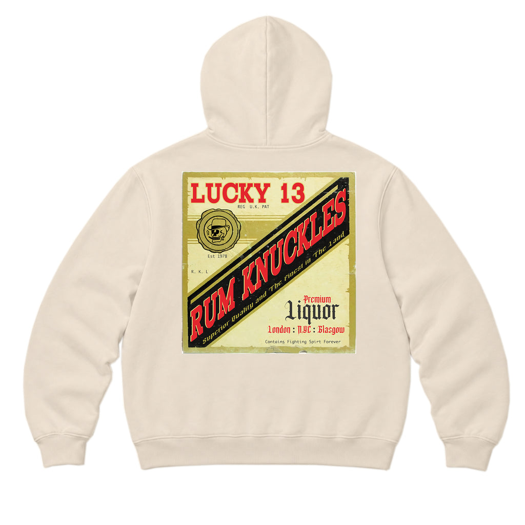 RUM KNUCKLES LIQUOR LABEL Zip Hoodie - Ecru - back