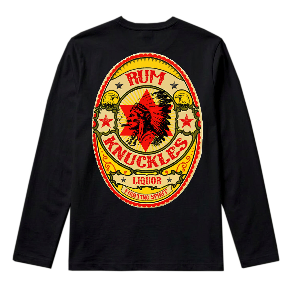 RUM KNUCKLES RK BADGE Long Sleeve Tee - Black - back