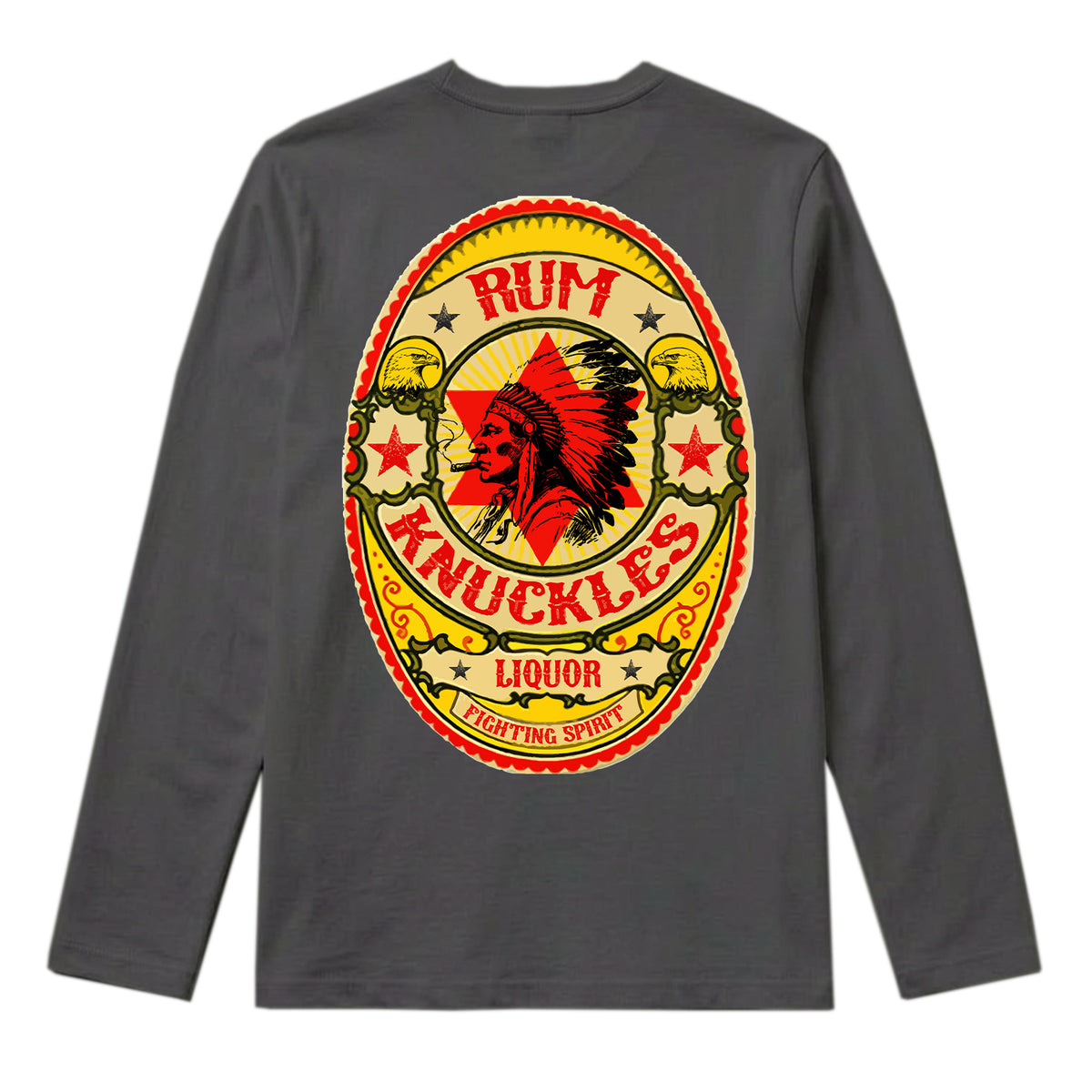 RUM KNUCKLES RK BADGE Long Sleeve Tee - Charcoal - back