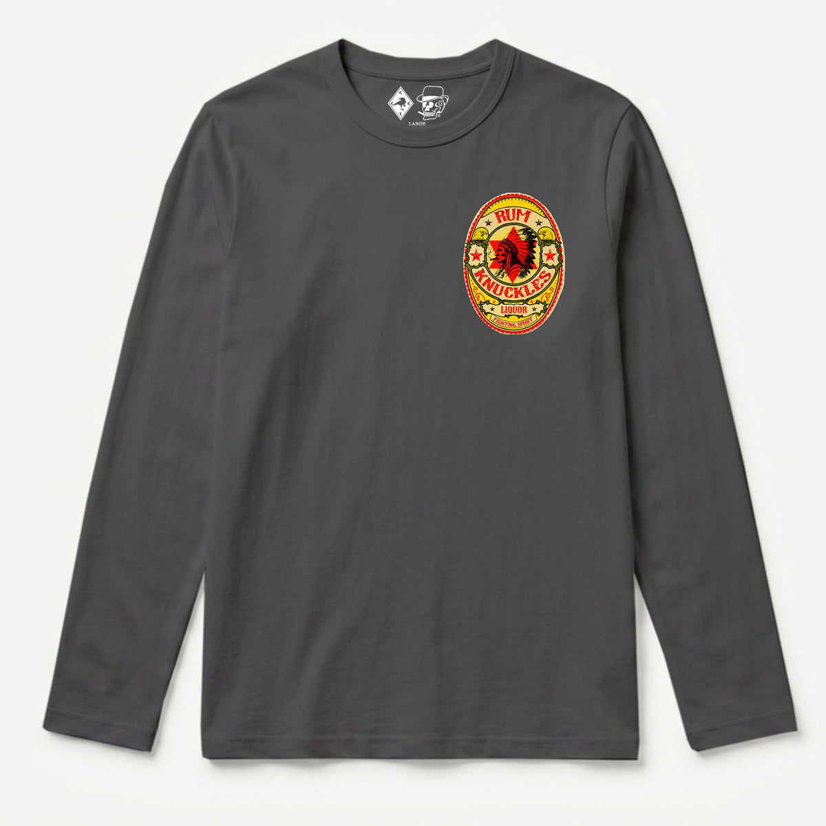 RUM KNUCKLES RK BADGE Long Sleeve Tee - Charcoal - front